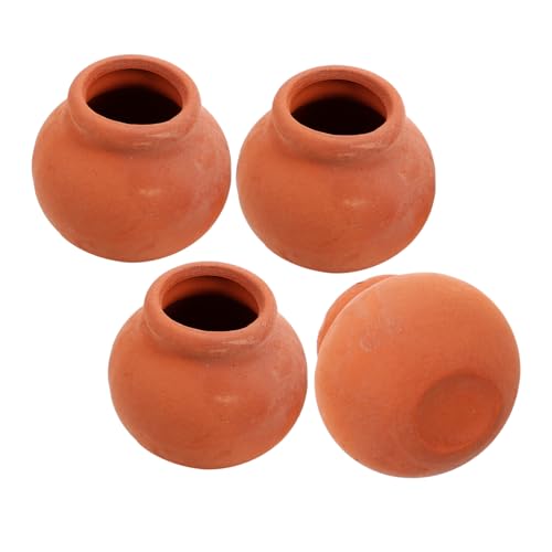 4 Stück Miniatur Blumentopf Mini-pflanzenspielzeug Küchenzubehör Für Puppenstuben Miniatur-bonsaischalen Miniatur-blumentopf-bastelset Aus Ton Mini-puppenhaus Orange Keramik ERINGOGO von ERINGOGO