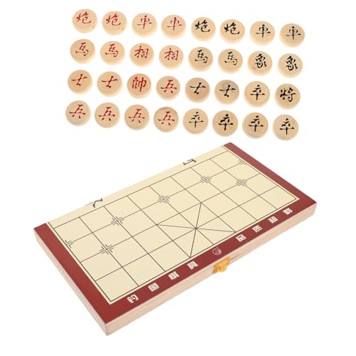 ERINGOGO Schachbrett Aus Holz Tragbares Xiangqi-schachset Chinesisches Dame-brettspiel Schachset Hölzernes Klappschachbrett von ERINGOGO