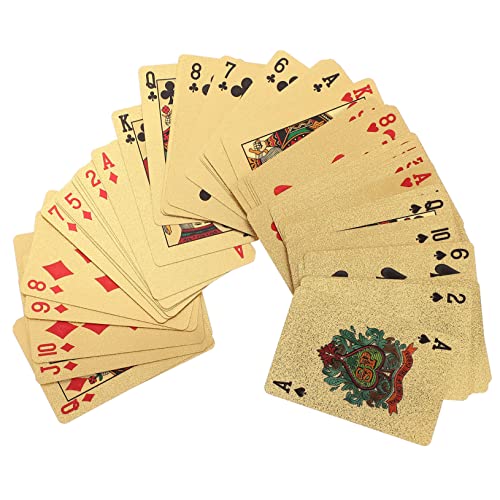 ERINGOGO 1 Kartenspielen Jumbo Dekorative Spielkarten Poker Decks Canasta-Karten Kartenhalter Wasserdicht Reisespiele Jetons Goldene Spielkarten Inhaber Tischspielkarte Party-Spielkarte PVC von ERINGOGO