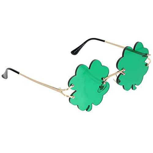 ERINGOGO 1 Paar Gläser St. Patricks Tagesbrille Rave-brille St Patrick's Abschlussball Retro-sonnenbrille Kleeblatt-brille Grüne Partybrille St Patricks Brille Rahmenlos Plastik Green von ERINGOGO