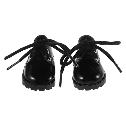 ERINGOGO 1 Paar Puppenlederschuhe Puppenhauslieferungen Miniaturfigur Kleines Hauszubehör Simulation Schuhdekore Miniatur-Schuhe Minischuhe Für Puppe Miniaturwohnungen Kunstleder Black von ERINGOGO