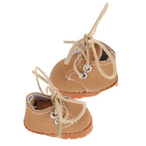 ERINGOGO 1 Paar Schuhe Mini Schuhe Prinzessinnen Schuhe Puppenaccessoires Puppen puppenspielzeug Simulationsschuhmodelle Schuhe für Puppen Mini-Hausschmuck Stoff Light Brown von ERINGOGO