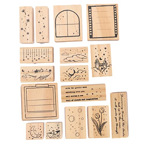 ERINGOGO 1 Packung Handstempel kleine Briefmarken Buchstabenstempel für Ton drücken Zeitschrift Scrapbooking-Stempel Scrapbook Stempel dekorative Holzstempel DIY-Scrapbooking-Tools hölzern von ERINGOGO