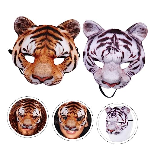 ERINGOGO 1 Satz 2 Stücke Tierische Maske Halloween Verkleiden Halloween-kostüm Tiger-maske-cosplay Maskenkostüm Tigermaske Tiger Maske Karneval Tiger-masken-kostüm von ERINGOGO