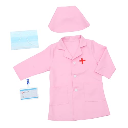 ERINGOGO 1 Satz Arzt-Krankenschwester-Kostüm für sprechstunde kinderarzt halloweenkostüme für Costume Kinderklinik Arztkostüm dekorativer Arztkittel Tuch Rosa von ERINGOGO