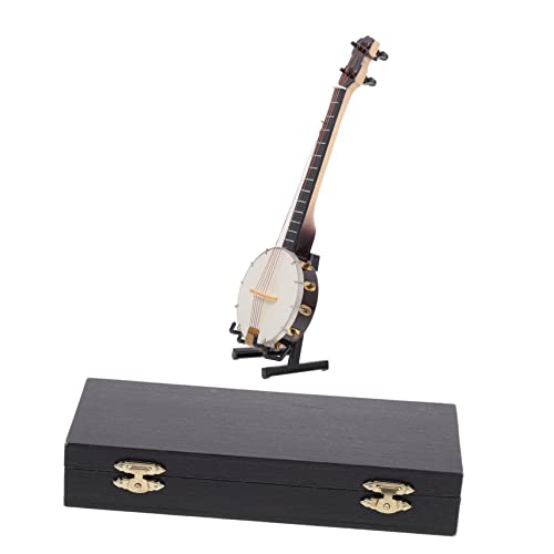 ERINGOGO 1 Satz Banjo-Modell Miniatur-puppenhausmodell Banjo-sammlerstück Puppengitarrenmodell Mini-Banjo Banjo-Fall Banjo-Statue Mini-musikornament Hausdekoration Kleine Teile (Kunststoff) von ERINGOGO