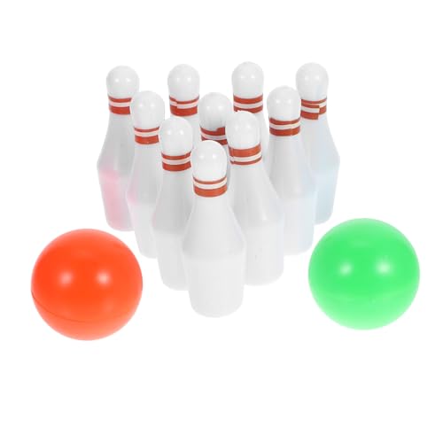 ERINGOGO 1 Satz Bowlingkugel Vortäuschen Puppenhaus Mini- -sportdekoration Bowlingkegel Für Miniatur-haussport Bowling-Kuchen-Topper Mini-Bowling Plastik Weiß von ERINGOGO