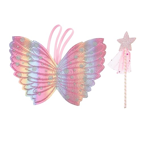 ERINGOGO 1 Satz Engelsflügel feeflügeln Fairy Wand Dress for orgie Kleidung für Kostüm Ballonbogen-Kit Mädchenkleid Kostümzubehör Feenkostüm für Mädchen Stoff Colorful von ERINGOGO