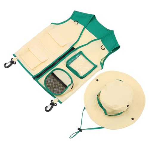 ERINGOGO 1 Satz Entdeckerkleidung Fernglas Für Kinderfernglas Für Jungen Bausätze Visier Im Freien Mini-kit Sonnenhut Bausatz Fernglas Bucket Hat Jays Polyester Green von ERINGOGO