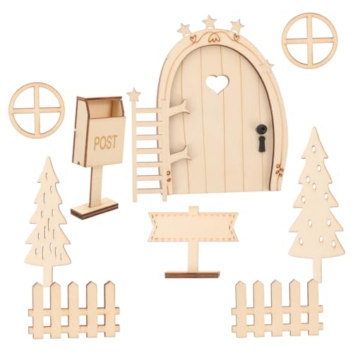 ERINGOGO 1 Satz Feentür für die Wand Feen-Tür- Mini-Deko-Accessoire Miniatur-Türverzierungen weihnachtsdeko Christmas Decorations Mini-Möbelmodell Feentüren für Bäume im Freien Holz von ERINGOGO