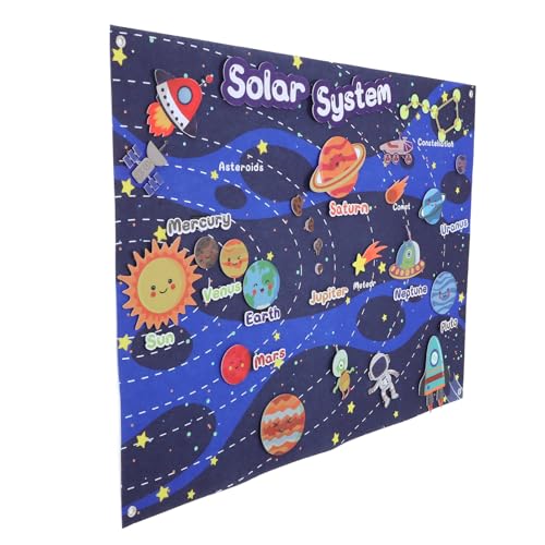 ERINGOGO 1 Satz Filz-Storyboard basteln für Filz Storyboard lernspielzeug Platz Planeten für im Sonnensystem Filztafel für Klassenzimmer Filztafel zum Lernen gefühlt von ERINGOGO