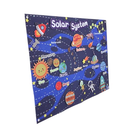 ERINGOGO 1 Satz Filz-Storyboard basteln für Filz Storyboard lernspielzeug Platz Planeten für im Sonnensystem Filztafel für Klassenzimmer Filztafel zum Lernen gefühlt von ERINGOGO