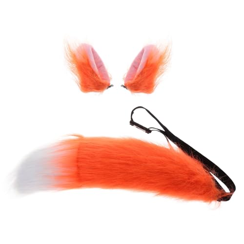 ERINGOGO 1 Satz Fuchsschwanz tierische Tierschwänze für Fuchs-Kostümzubehör fuchs kostüm Fuchsohren und Fuchs-Halloween-Kostüme für Mädchen Kunstfell Orange von ERINGOGO