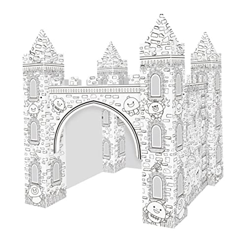 ERINGOGO 1 Satz Graffiti-Spielzeug 3D-rätsel Kinderpuzzle Indoor-Schloss Färben Fantasievolles Bastelspielzeug 3D-papppuzzle 3D-schlosszeichnung Ausmalpuzzle Selber Machen Weiß Papier von ERINGOGO