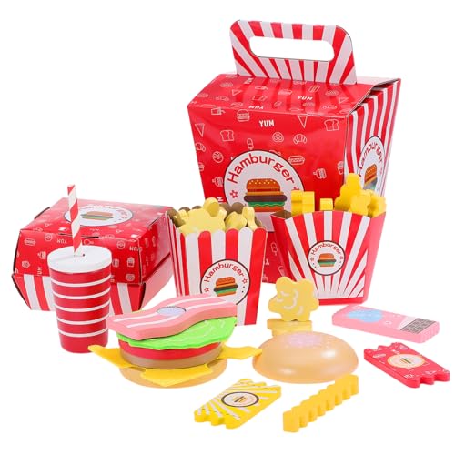 ERINGOGO 1 Satz Hamburger-Pommes-Frites-Combo-Simulation Küchenzubehör für Spielküchenzubehör Modell interaktive Spiele kinderküche playdoo Sets Spielhaus aus Holz hölzern von ERINGOGO