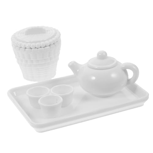 ERINGOGO 1 Satz Japanisches Teeservice Miniatur-puppenhauszubehör Puppenhaus Teetasse Mini- -küchenzubehör Kinderminiaturspielzeug Puppenhaus Geschirr Miniatur-Dinge Weiß Plastik von ERINGOGO