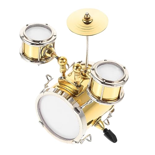 ERINGOGO 1 Satz Jazz-Drum-Modell puppenhauszubehör Schlagzeug Mini- Miniaturbausätze Puppenmöbel filigranes Trommelmodell Schreibtischdekoration für zu Hause Metall Golden von ERINGOGO