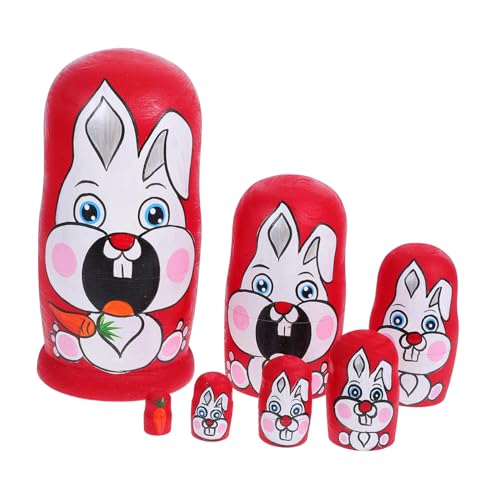 ERINGOGO 1 Satz Kaninchen-nistpuppe Süße Hasenpuppen Ostern Russische Nistpuppen Handgefertigte Nistpuppen Nussknacker Nistpuppen Dekorative Matroschka-Puppen Osterpuppen Holz von ERINGOGO