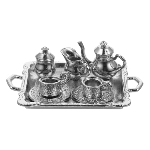 ERINGOGO 1 Satz Mini-teeset Mini- Vorgibt Mini-küchenzubehör Teezubehör Mini-teetassen Mini-tassen Küche Rollenspiel Miniatur-Dinge Legierung Silver von ERINGOGO