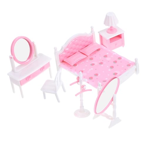 ERINGOGO 1 Satz Miniaturmöbelmodell Puppenhausbett Spielzeug für Wohnzimmermöbel 1 12 Nachttisch puppenhaus Schlafzimmer puppenhaus Einrichtung Miniaturvorräte Mini-Hausdekoration Abs Rosa von ERINGOGO