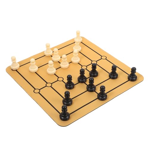 ERINGOGO 1 Satz Neun Figuren Schach Haushaltspartyspiel Traditionelle Tischplatte Tragbares Heimschach Haushaltsschach Tischspaß Spielbrettspaß Tragbares Schach Neun Herren-Morris-Spiel Abs von ERINGOGO