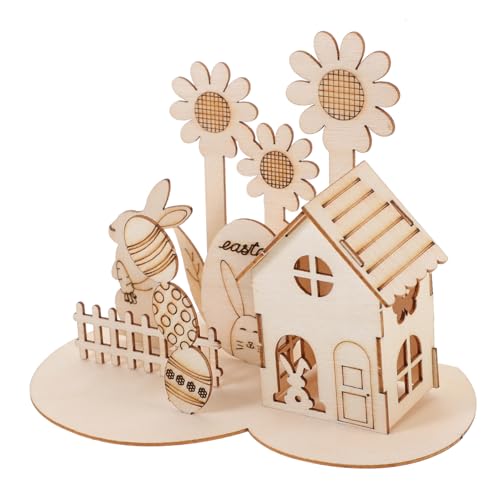 ERINGOGO 1 Satz Osterei-Dekoration Puzzlematte Rätsel Puzzle Hölzernes DIY-Puzzle Osterkinder-puzzlespielzeug Spielspielzeug Für Kleinkinder Holzpuzzle Für Kleinkinder Lernpuzzle Khaki Holz von ERINGOGO