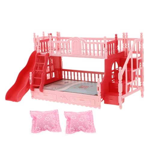 ERINGOGO 1 Satz Puppenbett Puppenstubenmöbel Etagenbett Für Puppen 1 Puppenhausmöbel Im Maßstab 12 Mini-hausbett Miniaturbettmodell Puppenhauszubehör Puppenminibett Rosa Plastik von ERINGOGO