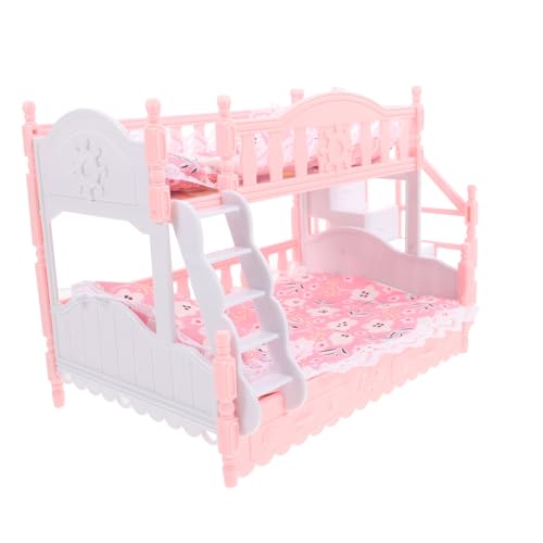 ERINGOGO 1 Satz Puppenhaus Etagen Bett puppenbettwäsche puppenhaus Schlafzimmer puppenbett Spielzeug puppenhaus Einrichtung Mini-Puppenhauszubehör Mini-Puppenbett winziges Bett Plastik Rosa von ERINGOGO