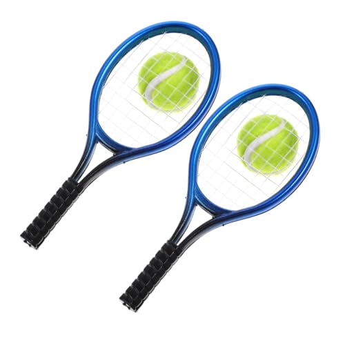 ERINGOGO 1 Satz Puppenhaus-Tennis Tennisschläger Puppenhaus Tennis Puppenhaus Sport Dekoration Mini Tennis Zubehör dekorative Mini-Werkzeuge Mini- für Plastik Blue von ERINGOGO