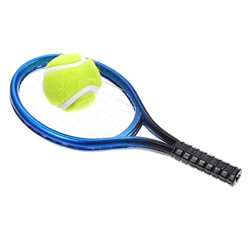 ERINGOGO 1 Satz Puppenhaus-tennisschläger Tennisgriff Blau Korb Miniatur Sport Tennisballmaschine Babyspielzeug Minipuppen Für Puppenhaus Puppenhauszubehör Anlasser Badminton Blue Plastik von ERINGOGO