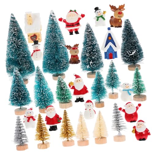 ERINGOGO 1 Satz Puppenhausdekoration Puppenstubenmöbel Mini-Weihnachtsbaum Mikrolandschaftsdekor weihnachtliche Mikrolandschaften Miniatur-Weihnachtsdeko Weihnachts-Mini-Dekoration hölzern von ERINGOGO