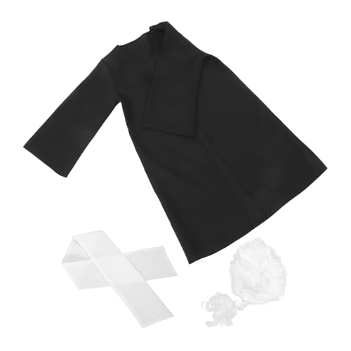 ERINGOGO 1 Satz Richteruniform für Kostüm Wissenschaftler Haken Zubehör Jungs Spielhaus-Party-Perücke Richter-Outfit Richterkittel für Party Perücke Polyester Black von ERINGOGO