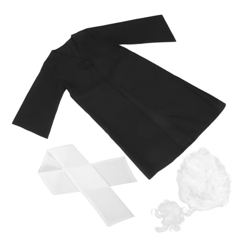 ERINGOGO 1 Satz Richteruniform für Kostüm Wissenschaftler Haken Zubehör Jungs Spielhaus-Party-Perücke Richter-Outfit Richterkittel für Party Perücke Polyester Black von ERINGOGO