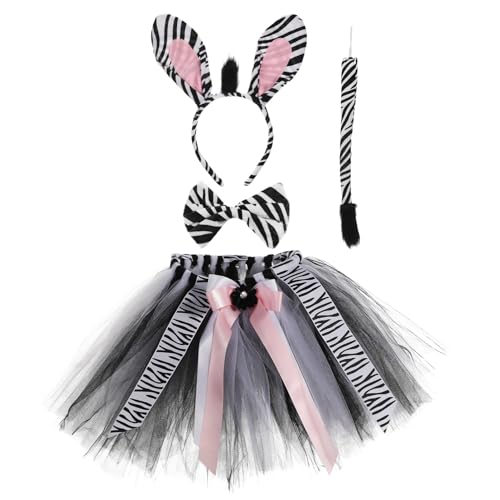 ERINGOGO 1 Satz Rock Anzug Kostüm Hund Tutu Stirnband Mit Zebraohren Zebraohren, Stirnband Und Cosplay-Rock Tutu-Rock Tier-Stirnband Stirnbänder Für Cosplay Polyester (Polyester) von ERINGOGO