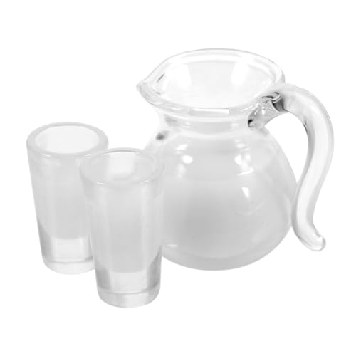 ERINGOGO 1 Satz Saftmilchglaskrug Badespielzeug Wasserflasche Spielzeugnahrung Puppenhausmöbel Zubehör für Puppenhäuser Miniatures Milk jug Mini-Wasserbecher Mini-Küchenutensilien Harz Weiß von ERINGOGO