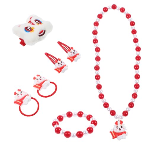 ERINGOGO 1 Satz Schmuckset Für Dekorativer Kinderschmuck Halskette Für Mädchen Kinderschmuck Für Mädchen Kind Schmuck Babyschmuck Schmuck Für Kleine Mädchen Rot Harz von ERINGOGO