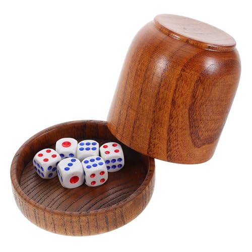 ERINGOGO 5 Würfel Ktv Bar Zubehör Holz Würfelbecher Deckel Würfel Shaker Cup für Trinken Spiele Brettspiele von ERINGOGO