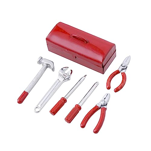 ERINGOGO 1 Satz Simulations-Toolbox Cute Decor Mini Tool Funny Decor Miniature Decoration Micro Landscape Decor verschleißfeste Miniaturwerkzeuge legiertes Miniaturmaterial Legierung rot von ERINGOGO