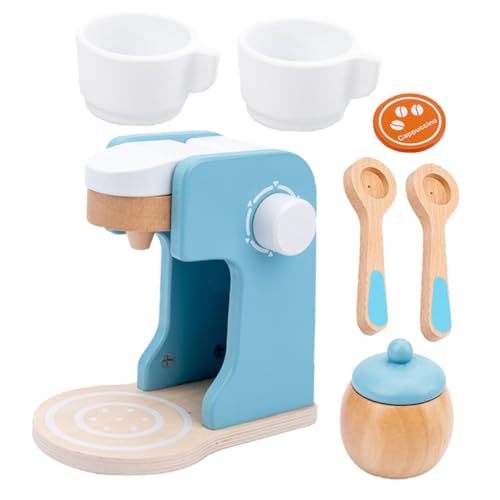 ERINGOGO 1 Satz Simulierter Toaster Holzspielzeug Für Kaffeemaschine Kit Simulation Mini-kaffeemaschine Holzspielzeug Spielküchenzubehör Hölzern Sky-Blue von ERINGOGO