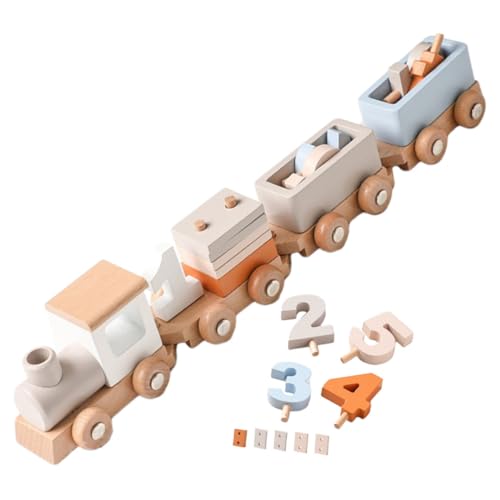 ERINGOGO 1 Satz Zug holzspielzeug für weinachtsgeschenk Train Zug Zugset pädagogisches pädagogisches Blockspielzeug hölzern Light Brown von ERINGOGO