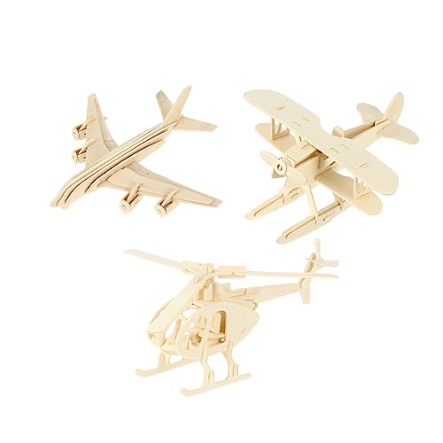 ERINGOGO 1 Set 3 Pcs Flugzeug Modell Puzzles Flugzeug Flugzeug Modell Kit Puzzle Pädagogisches Holz Khaki von ERINGOGO