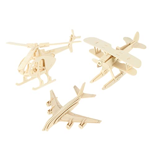 ERINGOGO 1 Set 3 Stück Flugzeugmodell Kinderpuzzles Kinderpuzzles Flugzeugspielzeug Kinderspielzeug Puzzlespielzeug 3D Puzzles Kinderspielzeug Flugzeugmodellbausatz Lernspielzeug Aus Holz von ERINGOGO