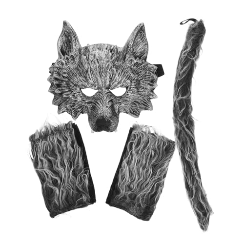 ERINGOGO 1 Set Anzug Dekorative Maske Cosplay Dekor Zubehör Festival Handschuhe Wolf Cosplay Wolf Cosplay Prop Party Maske Party Cosplay Dekor Wolf Cosplay Kostüm Cosplay von ERINGOGO