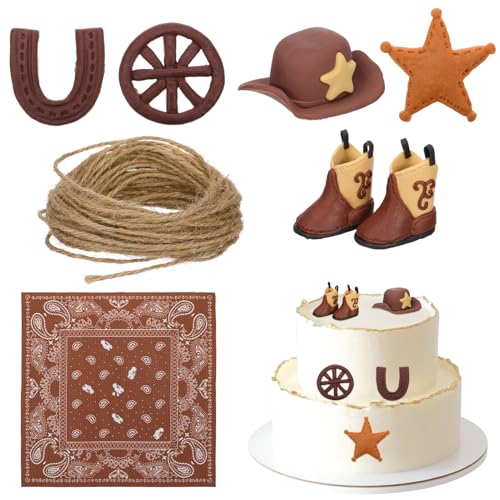 ERINGOGO 1 Set Cowboy-Kuchendekorationen Cowboyhut Und Stiefel Kuchendekoration Western-Cowboy-Cowgirl-Geburtstag Babyparty Partyzubehör Für Western-Motto-Partyzubehör () von ERINGOGO