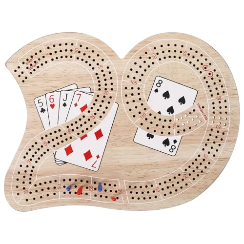 ERINGOGO 1 Set Cribbage-brettspiel Für Familienfreunde, Einzigartiges 29-förmiges Wertungsbrett, Cribbage-Brett, Traditionelles Holztischspiel, Brettspiele von ERINGOGO