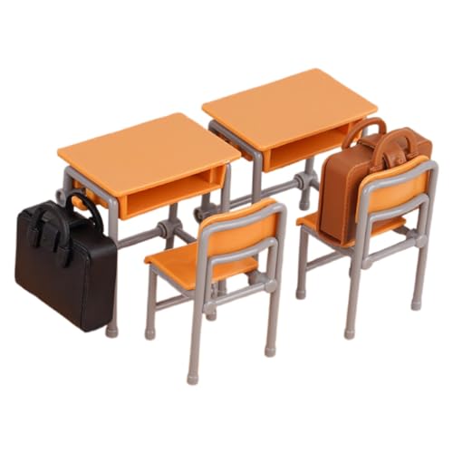 ERINGOGO 1 Set Miniatur Klassenzimmermöbel Puppenhaus Schulschreibtisch Stuhl Schultasche Modelle Für Miniatur Puppen Schulzimmermöbel Dekorationen von ERINGOGO