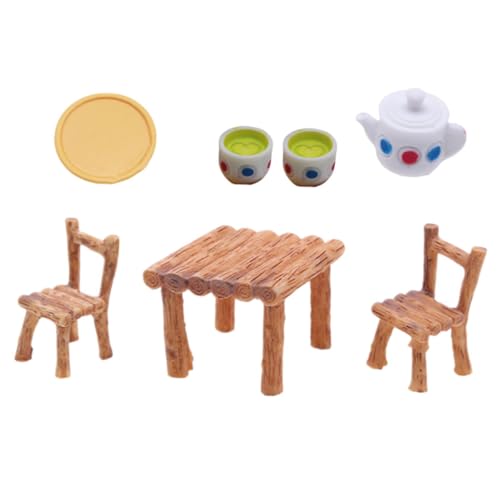 ERINGOGO 1 Set Miniatur Teeservice Teetassen Kinderspielzeug Kindertisch Und Stühle Dekoration Spielzeughaus Teetassen Mini Teekannen Puppenmöbel Babypuppenspielzeug von ERINGOGO