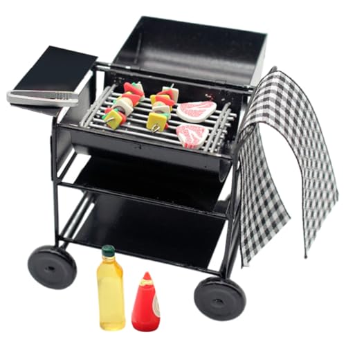 ERINGOGO 1 Set Puppenhaus-Miniatur-Grill Mini-Grillgestell Im Maßstab 1:12 Metallgrill Spieße Steak Und Anderes Puppenhauszubehör von ERINGOGO