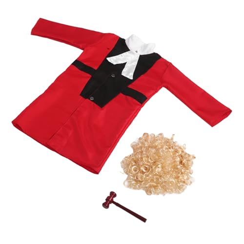 ERINGOGO 1 Set Richterkostüm Mit Perücke Und Hammer, Kreatives Halloween-kostüm, Karriere-rollenspiel-richterkostüm, Kinder-richter-outfit Für Bühnenauftritte von ERINGOGO