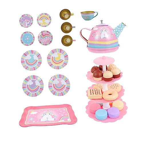 ERINGOGO 1 Set Set Play House Tea Set Dessert Tower Nachmittag Tee Machen Kitchen Bildungsspielzeug Zinnplatte Bunt von ERINGOGO